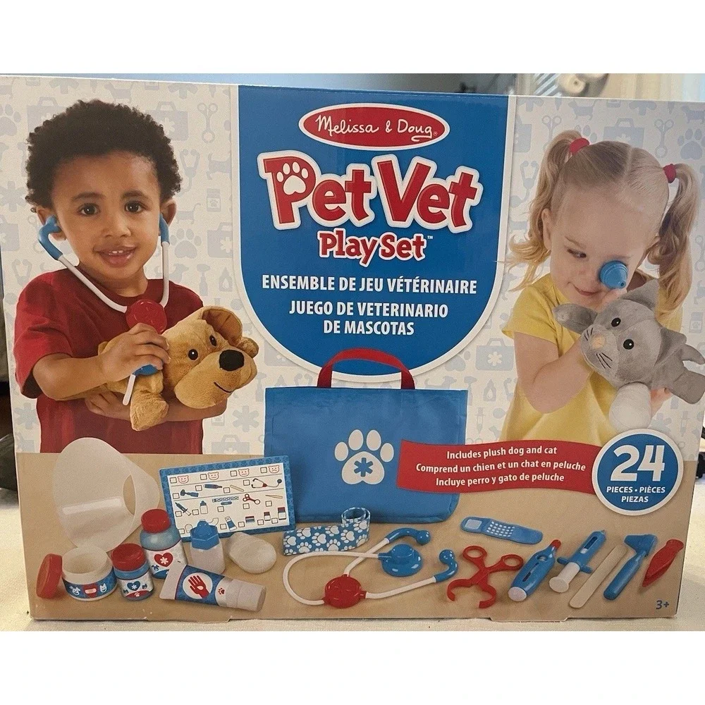 Melissa & Doug Vet Pet Play Set 24 PC Complete NEW Dog Vet Kit Toy Kids